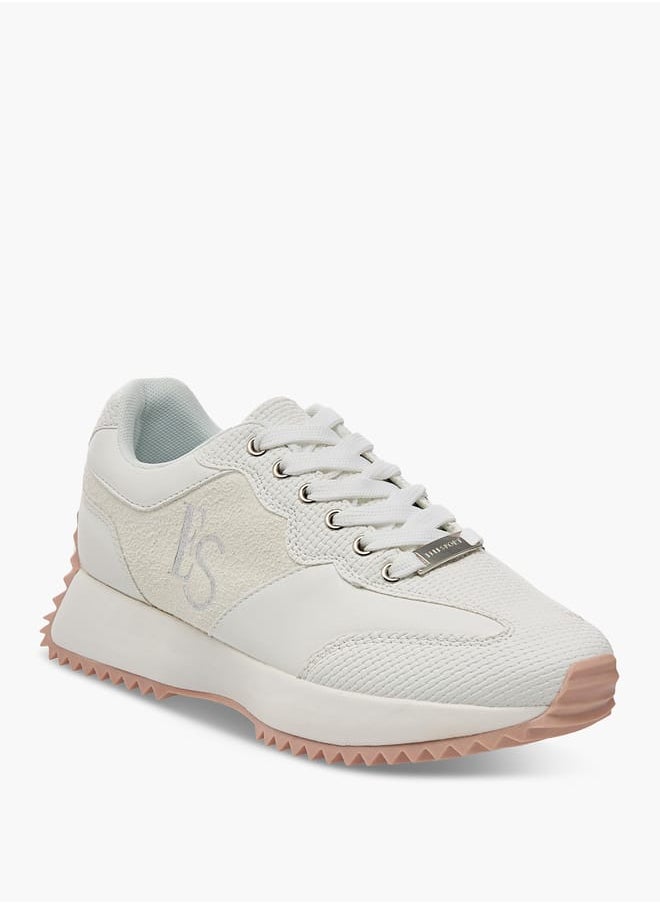 ELLE Women's Logo Detail Sneakers with Lace-Up Closure  - Image 2