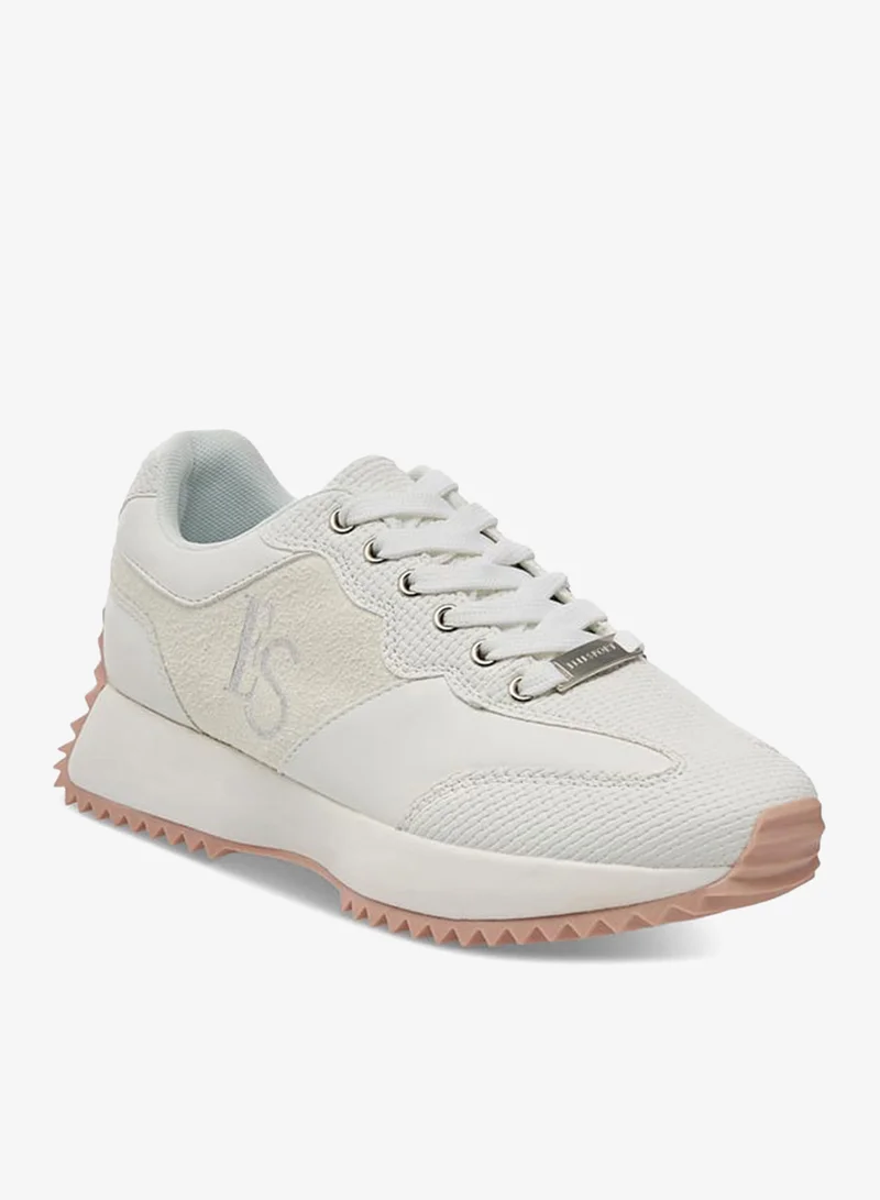 ELLE Women's Logo Detail Sneakers with Lace-Up Closure