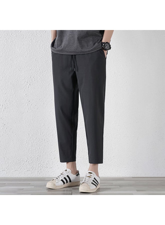 Vancamel Casual Pants For Men, Straight-leg Loose Fit Dress Pants With Draping Effect, Versatile Wide-leg Cropped Trousers For Young Men, Light Gray, 4XL - Image 2