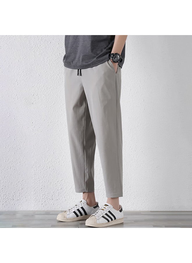 Vancamel Casual Pants For Men, Straight-leg Loose Fit Dress Pants With Draping Effect, Versatile Wide-leg Cropped Trousers For Young Men, Light Gray, 4XL - Image 1