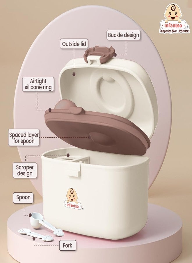 u-grow Infantso FEED EASE (2-in-1) Baby Milk Powder & Food Container | BPA-Free, Leak-Proof Bear Box, Travel-Friendly with Spoon & Fork, Baby Essential Food Storage Box, Snack Box, Baby Milk Powder Box-360gm - Image 3