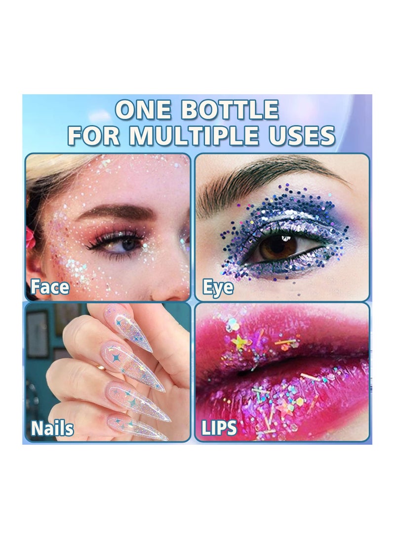 SYOSI Glow in The Dark Body Glitter Gel, Neon UV Body Glitter for Women,Face Glitter Gel Makeup,Festival Shimmer Fine Glitter Mixed with Gel for Body, Face and Hair Rave Accessories,1.76oz - Image 5