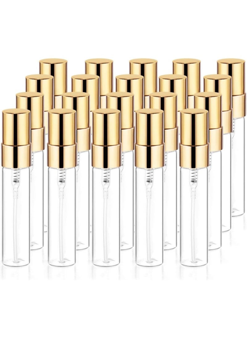 20Pcs 5ml Clear Glass Mist Spray Bottle Refillable Mini Perfume Atomizer Empty Travel Sample Bottle with Golden Aluminized Nozzle Makeup Container for Perfume,Liquid,Air Fresheners - Image 1