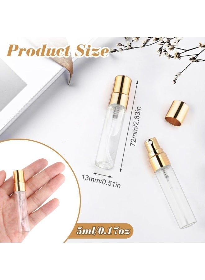 20Pcs 5ml Clear Glass Mist Spray Bottle Refillable Mini Perfume Atomizer Empty Travel Sample Bottle with Golden Aluminized Nozzle Makeup Container for Perfume,Liquid,Air Fresheners - Image 2