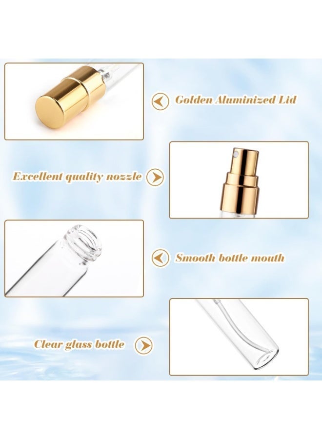 20Pcs 5ml Clear Glass Mist Spray Bottle Refillable Mini Perfume Atomizer Empty Travel Sample Bottle with Golden Aluminized Nozzle Makeup Container for Perfume,Liquid,Air Fresheners - Image 3