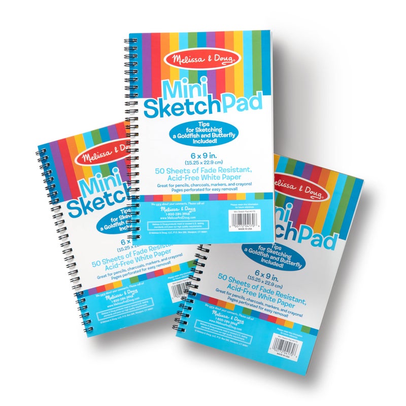 Melissa & Doug Mini Sketch Pad of Paper (6 x 9 inches) - 50 Sheets, 3-Pack - Image 1