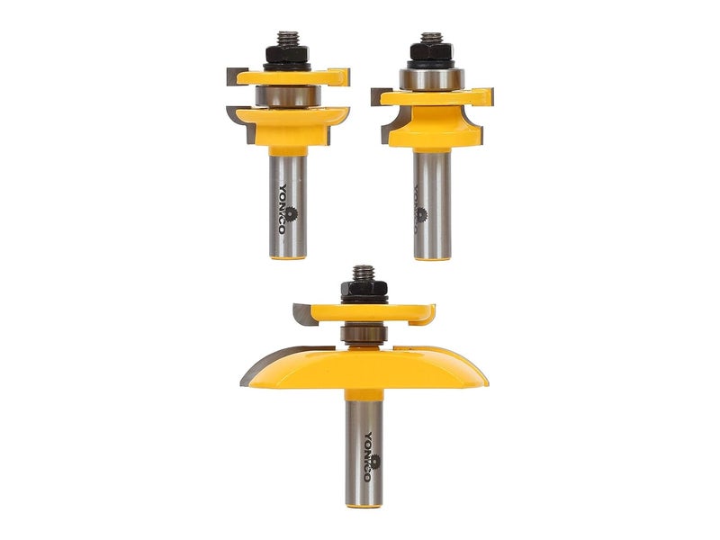 Raised Panel Cabinet Door Rail and Stile Router Bits Set 3 Bit Round Over 1/2-Inch Shank 12343