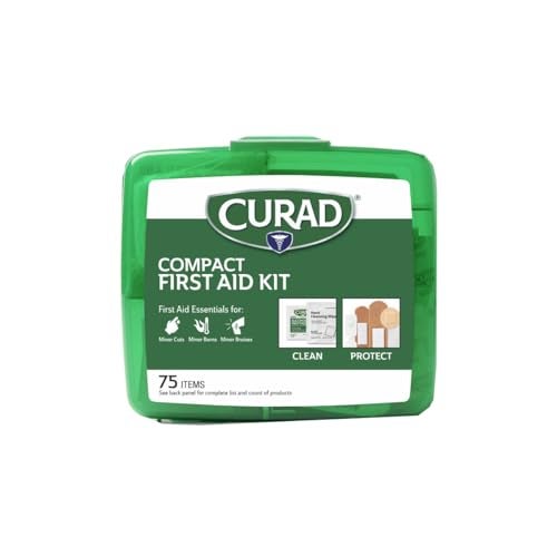 CURAD Compact First Aid Kit, 75 Pieces, Travel Size Emergency Medical Kit, Includes Bandages, Antiseptic Wipes, Gauze and Alcohol Swabs, First Aid Essentials for Home, Car and Outdoor Use, 1 Count - Image 1