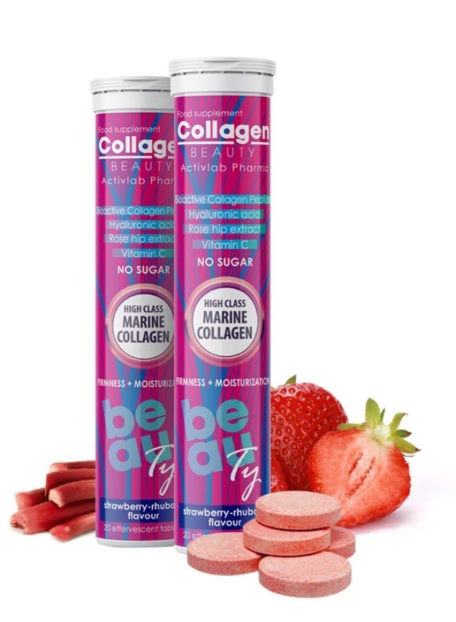 اكتف لاب فارما أقراص الكولاجين الفوارة للجمال | ببتيدات الكولاجين النشطة بيولوجيًا، وحمض الهيالورونيك، وفيتامين سي | خالية من السكر | عبوة من 2، 40 قرصًا - Image 1