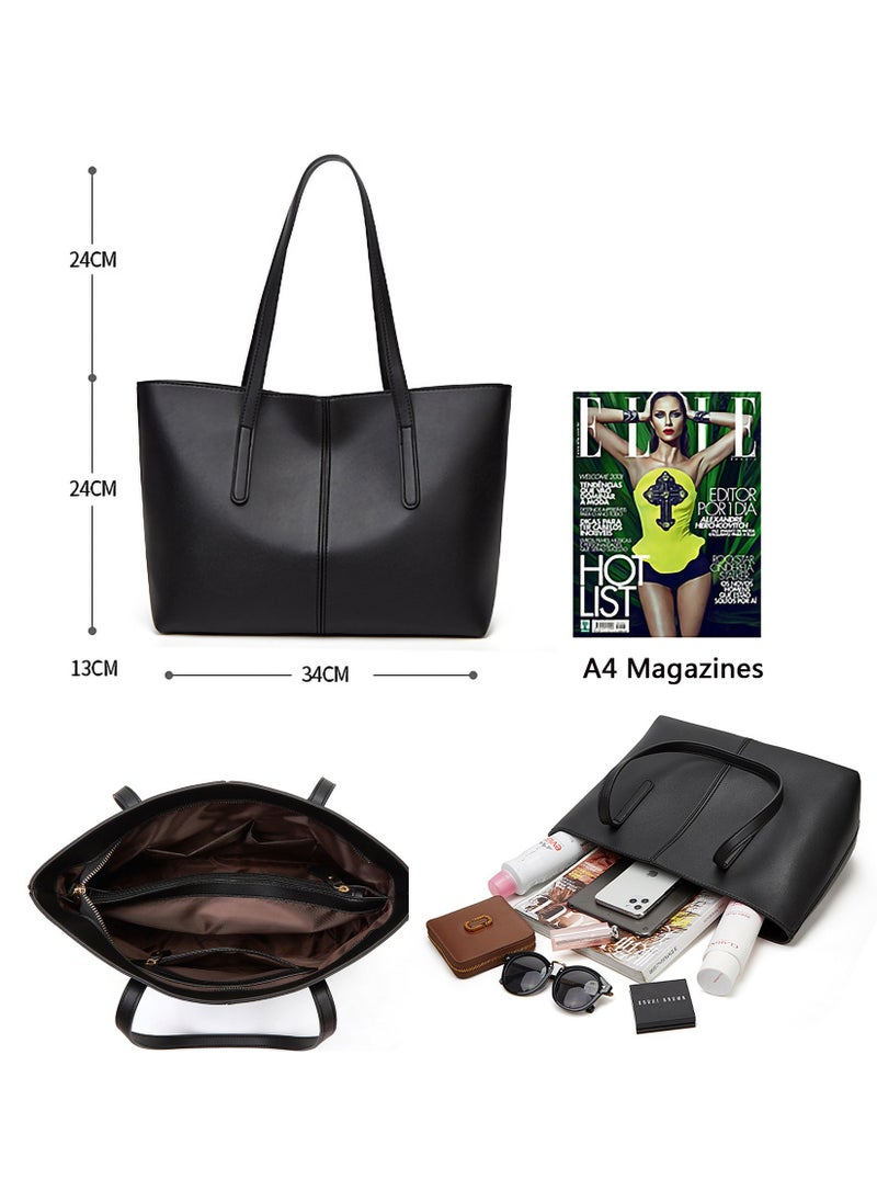 Generic - PU Leather Laptop Tote Bag for Women, 15.6 Inch, Large Work Bag with Zip Compartments, Office Purse Computer Briefcase - Image 1
