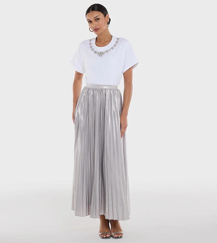 بي سي بي جي Rhinestone Neck Line Crop Tee