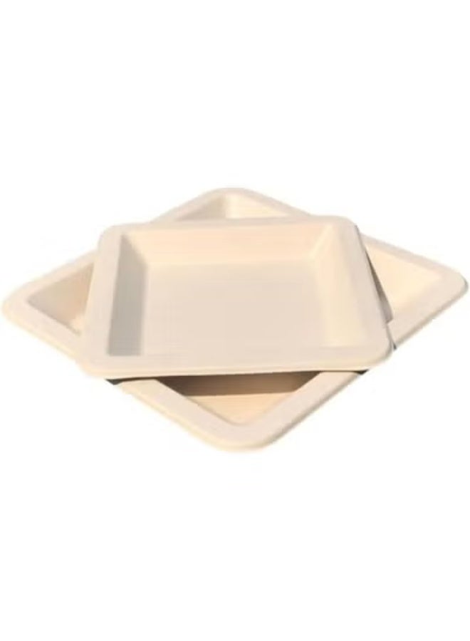 ايكواي ecoway 6 Inch Biodegradable Paper Plates, Square Compostable Disposable Food Trays 100% Heavy-Duty Sugarcane Bagasse Paper Platter for Seafood, BBQ, Picnic, Party, Pack of 50 - Image 1