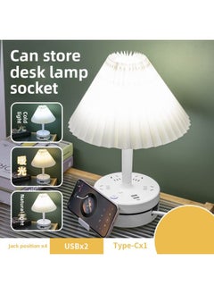 Fengniu Bedroom Eye Protection Desk Lamp With Cable Plug-in Household Office Dormitory Plug-in Board Long Line USB Multi-function Plug-in-Specifications:Fabric White -Total Length: 3.8 M ]