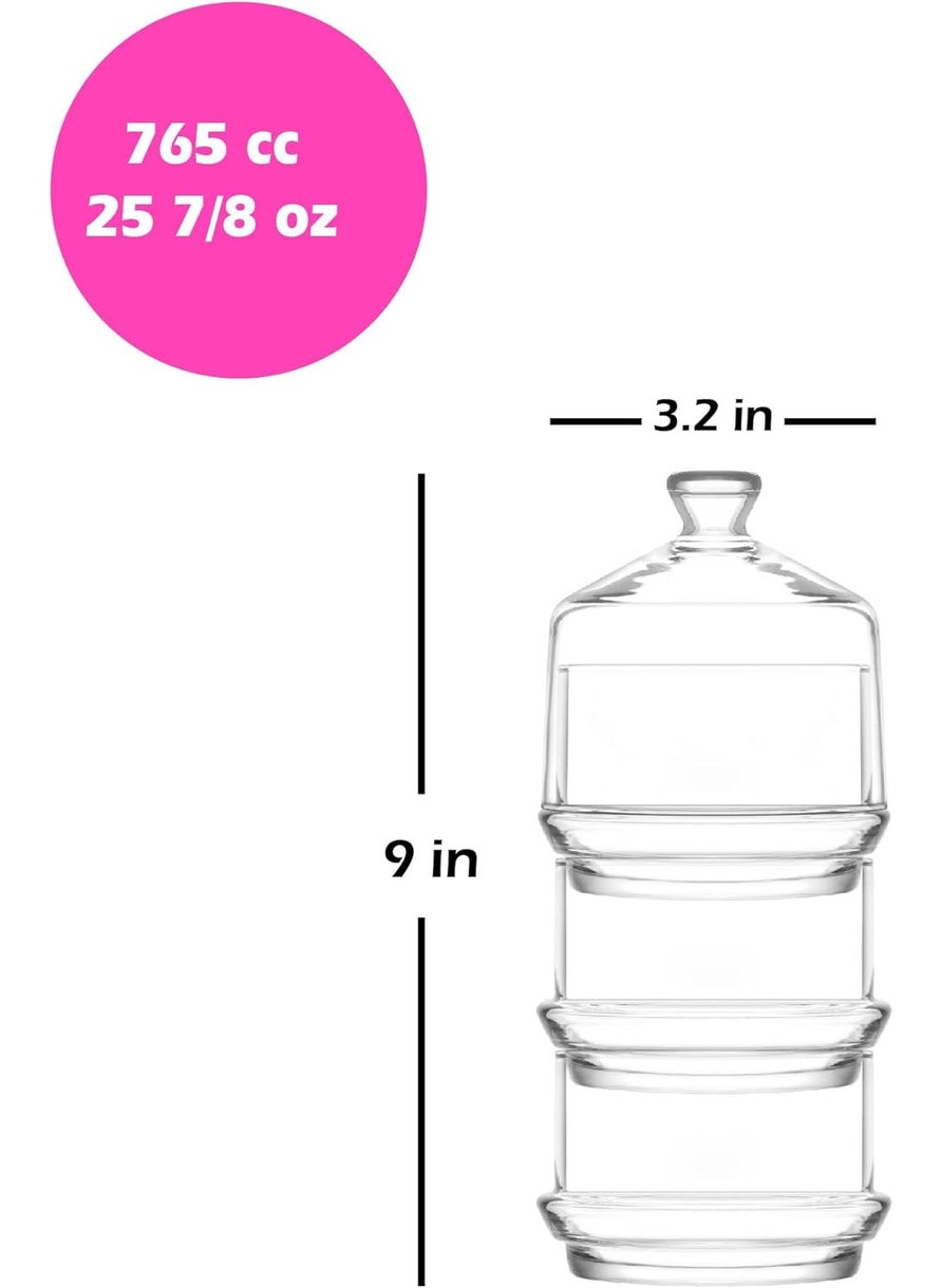 LAV LAV Berry Glass Candy Dish Set with Dome Lid Clear Glass Food Serving Containers with Cover Stackable Domed Containers Covered Serving Dish Set 258 Oz 765 cc  - Image 3