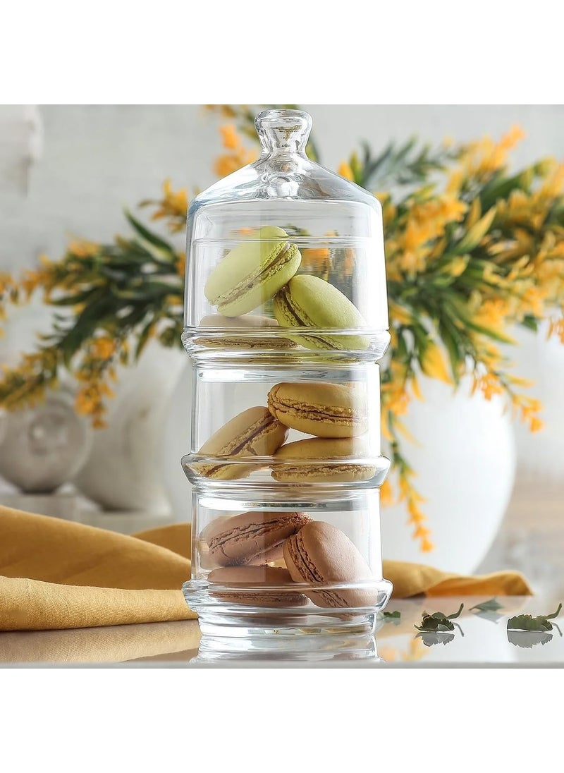 LAV LAV Berry Glass Candy Dish Set with Dome Lid Clear Glass Food Serving Containers with Cover Stackable Domed Containers Covered Serving Dish Set 258 Oz 765 cc  - Image 2