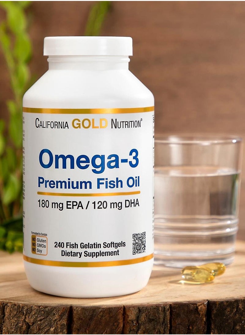 California Gold Nutrition - California Gold Nutrition Omega-3 Premium Fish Oil Concentrated Formula with EPA and DHA Support for Optimal Lipid Profile and Immune System Gluten Free, Non-GMO 240 Fish Gelatin Softgels - Image 1