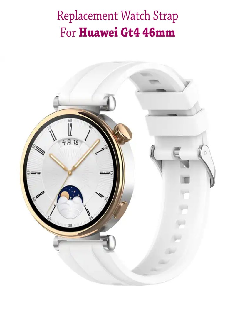 Soft Silicone Strap Replacement Bands For Huawei Gt4 46mm - White - Image 1
