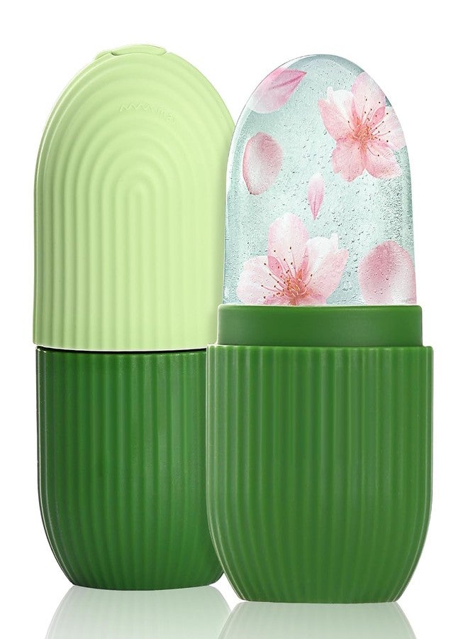 XML Ice Face Roller Silicone Facial Cube for Eyes Neck Massage Remove Dark Circle Pore Shrink Face Skin Care Ice Pack Mould for Knee,Back Pain Relief,Injuries Beauty Tools (Green) - Image 1
