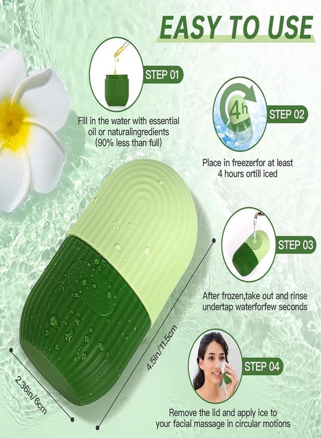 XML Ice Face Roller Silicone Facial Cube for Eyes Neck Massage Remove Dark Circle Pore Shrink Face Skin Care Ice Pack Mould for Knee,Back Pain Relief,Injuries Beauty Tools (Green) - Image 5