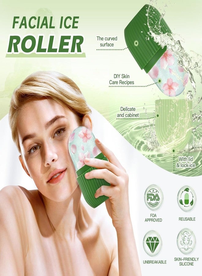 XML Ice Face Roller Silicone Facial Cube for Eyes Neck Massage Remove Dark Circle Pore Shrink Face Skin Care Ice Pack Mould for Knee,Back Pain Relief,Injuries Beauty Tools (Green) - Image 3