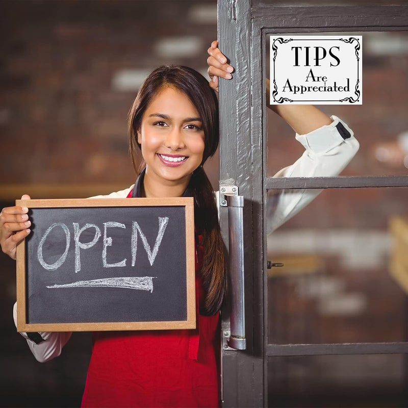 كلاراكو 10 قطع من ملصقات الفينيل "النصائح موضع تقدير" المقاومة للماء، ملصقات نصائح النادل، ملصقات مصدات للنادلات لحفلات النبيذ والمتاجر التجارية والمقهى والمطاعم والسيارات والكمبيوتر المحمول - Image 5