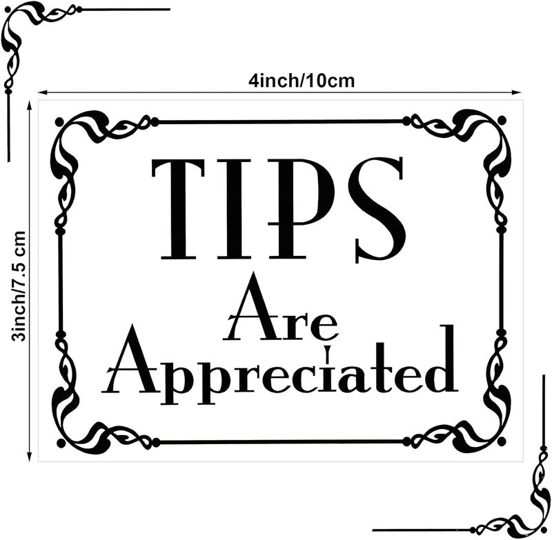 كلاراكو 10 قطع من ملصقات الفينيل "النصائح موضع تقدير" المقاومة للماء، ملصقات نصائح النادل، ملصقات مصدات للنادلات لحفلات النبيذ والمتاجر التجارية والمقهى والمطاعم والسيارات والكمبيوتر المحمول - Image 2