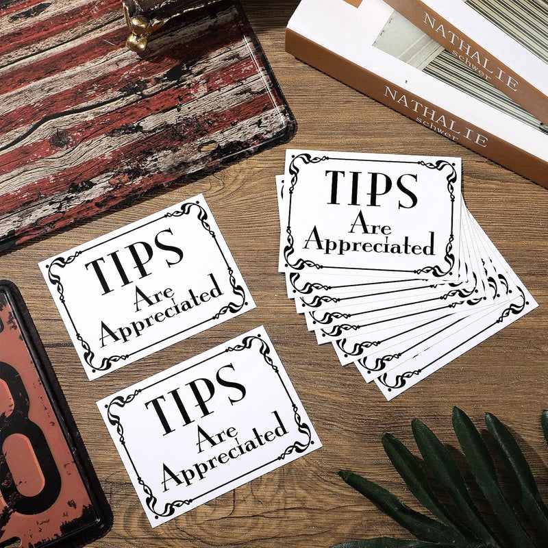 كلاراكو 10 قطع من ملصقات الفينيل "النصائح موضع تقدير" المقاومة للماء، ملصقات نصائح النادل، ملصقات مصدات للنادلات لحفلات النبيذ والمتاجر التجارية والمقهى والمطاعم والسيارات والكمبيوتر المحمول - Image 4