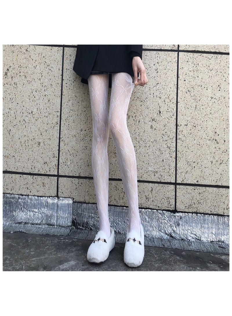Fashionable Women's Fishing Net Socks 15D ultra-thin Solid Color Jacquard Pantyhose  - Image 1
