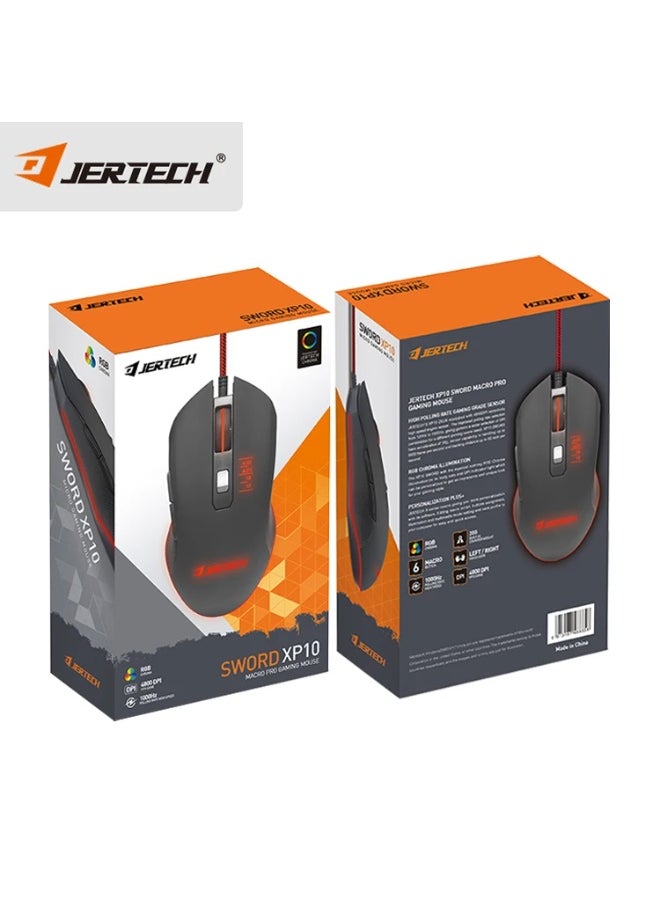 JERTECH - SWORD XP10 RGB Gaming Mouse - Optical Sensor 3200 DPI - 1000 Hz Polling Rate - Braided Cable - Image 1