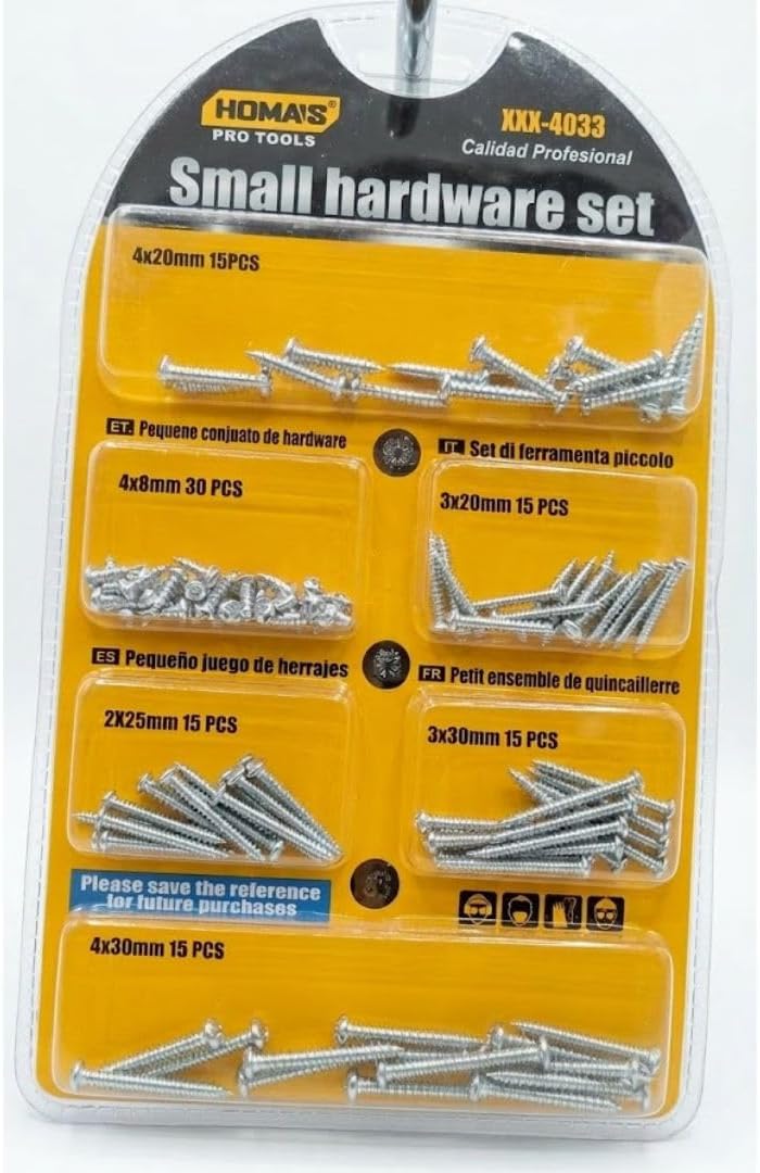 Hasanat Essentials 105-Piece Small Wood Screw Hardware Assortment Set - Image 1