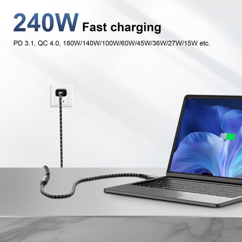 ZIKNYDO 4K USB C Extension Cable 10FT (USB 3.2 20Gbps Type C Extension, PD 3.1 240W 48V/5A) Video 8K@30Hz, 4K@144Hz/ 60Hz USBC Extender Cord for Thunderbolt 4, PSVR2, iPad, MacBook, Dell XPS, Switch - Image 5