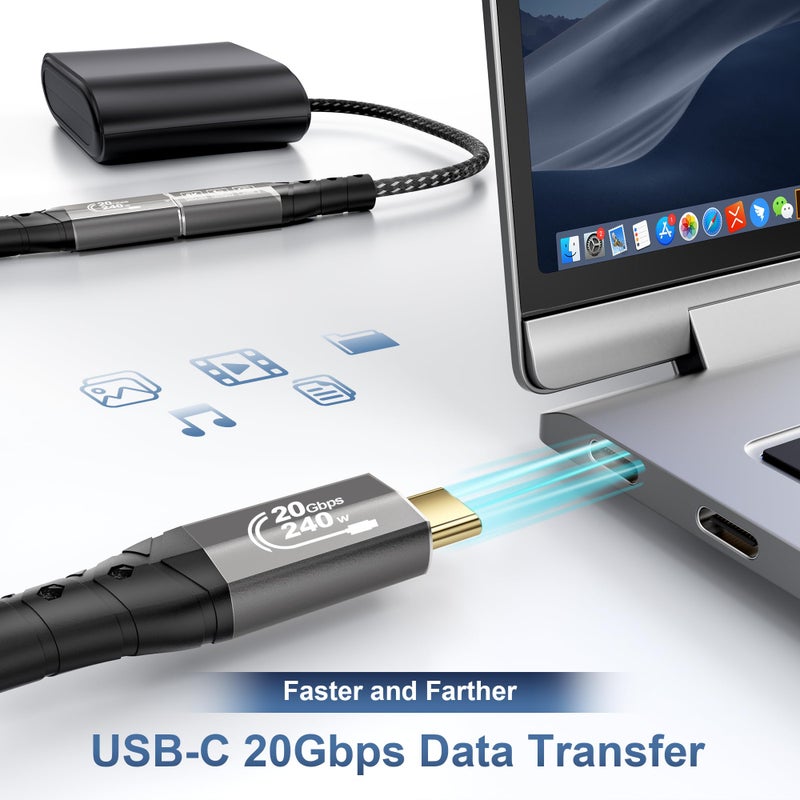 ZIKNYDO 4K USB C Extension Cable 10FT (USB 3.2 20Gbps Type C Extension, PD 3.1 240W 48V/5A) Video 8K@30Hz, 4K@144Hz/ 60Hz USBC Extender Cord for Thunderbolt 4, PSVR2, iPad, MacBook, Dell XPS, Switch - Image 3