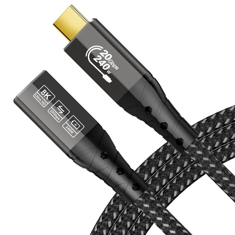 ZIKNYDO 4K USB C Extension Cable 10FT (USB 3.2 20Gbps Type C Extension, PD 3.1 240W 48V/5A) Video 8K@30Hz, 4K@144Hz/ 60Hz USBC Extender Cord for Thunderbolt 4, PSVR2, iPad, MacBook, Dell XPS, Switch - Image 1