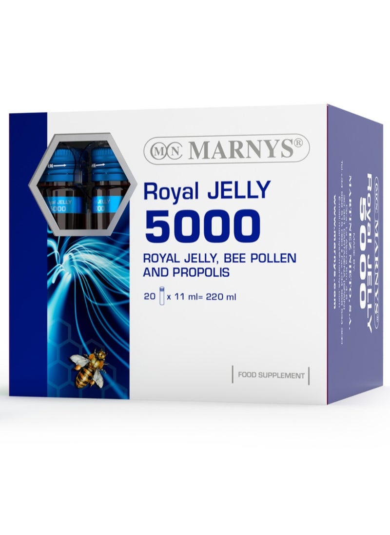 مارنيز رويال جيلي 5000 - غذاء ملكات النحل، حبوب لقاح النحل، عكبر او بروبوليس - 20 قارورة شراب  - Image 1