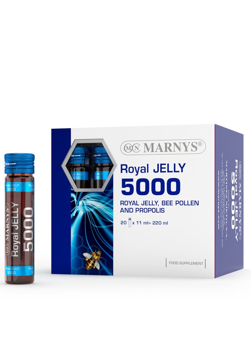 مارنيز رويال جيلي 5000 - غذاء ملكات النحل، حبوب لقاح النحل، عكبر او بروبوليس - 20 قارورة شراب  - Image 2