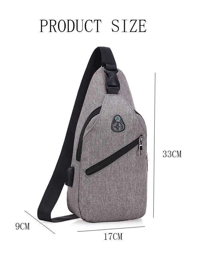 MIXDE Waterproof Sling Crossbody Backpack for Men Camping Hiking Daypack Multipurpose Cross Body Chest Bag With USB Charging Port Grey - Image 2