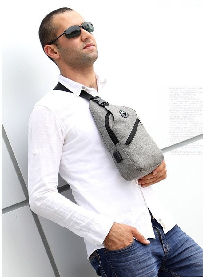 MIXDE Waterproof Sling Crossbody Backpack for Men Camping Hiking Daypack Multipurpose Cross Body Chest Bag With USB Charging Port Grey - Image 4