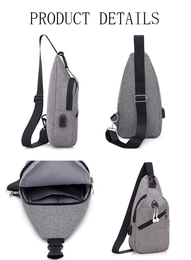 MIXDE Waterproof Sling Crossbody Backpack for Men Camping Hiking Daypack Multipurpose Cross Body Chest Bag With USB Charging Port Grey - Image 3