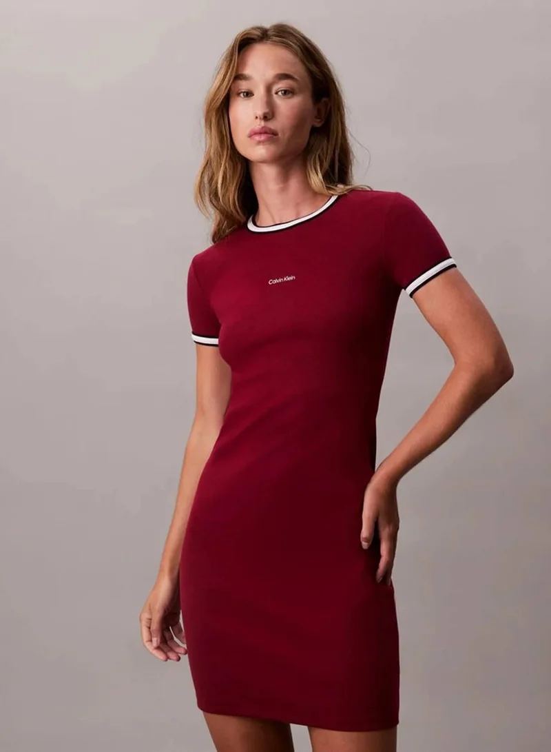 Sporty Slim Ribbed T-Shirt Dress