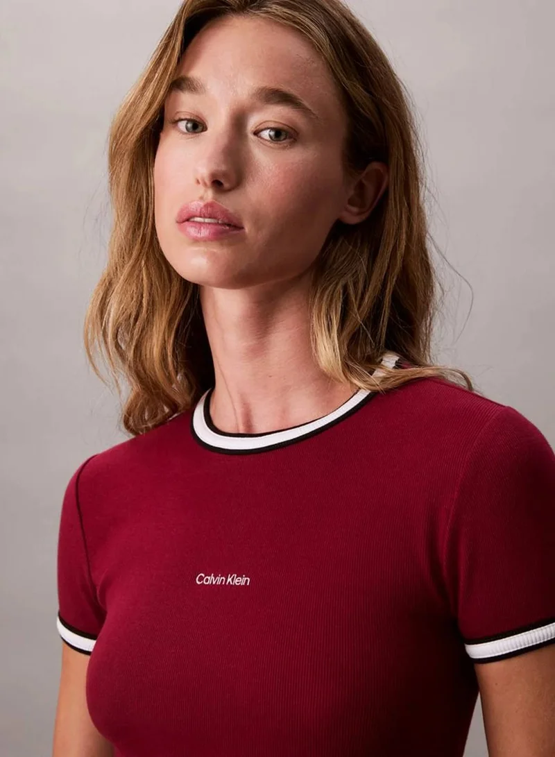 Calvin Klein Jeans Magenta Jewel Sporty Slim Ribbed T-Shirt Dress for Women | Best Price UAE