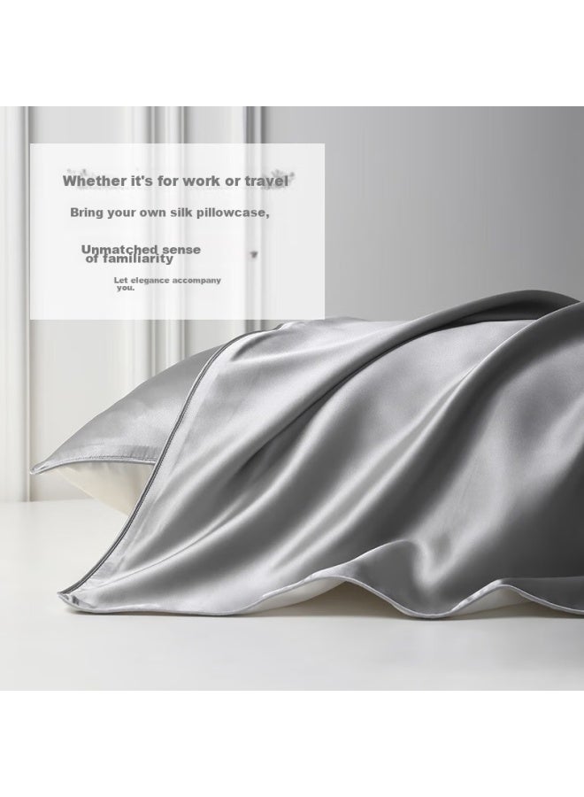 La Torretta Silk Pillowcase, 22cm 100% Mulberry Silk Pillowcase, 48x74cm, Silk Pillow Cover, Gray - Single Pack - Image 4