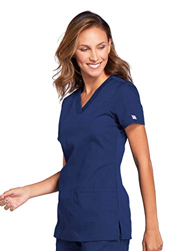 Cherokee Women's V-Neck Top, Navy, X-Small - Image 3