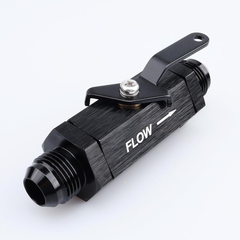 AC PERFORMANCE Inline Fuel Male Shut Off Valve with Cable Lever Aluminum Black -10 AN - Image 1