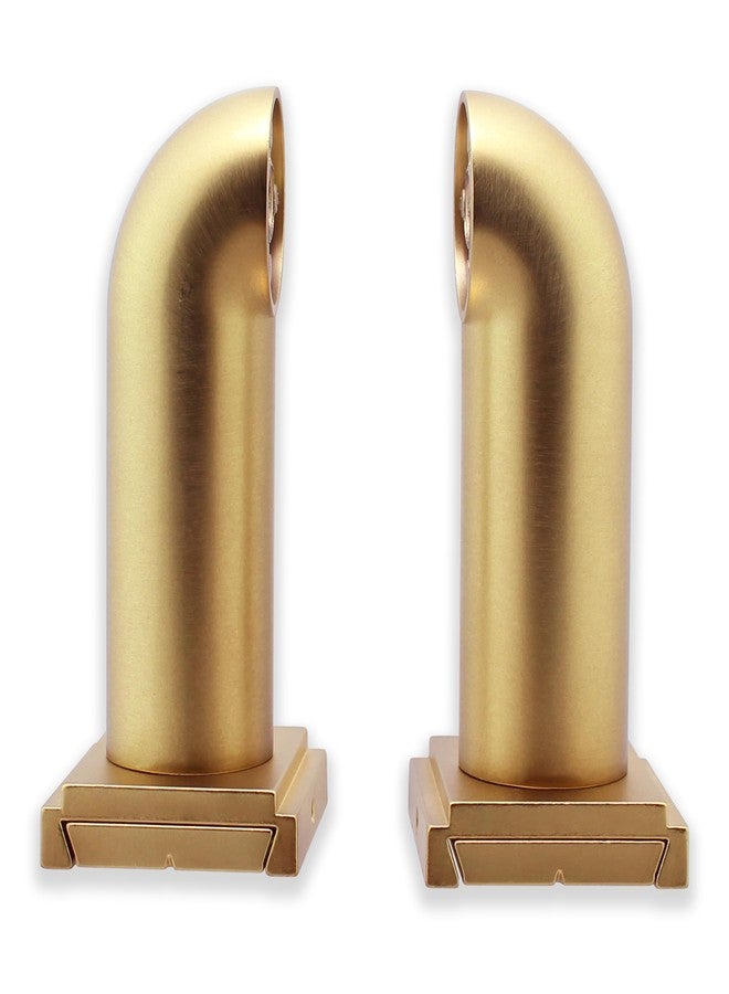 BlastHome® Luxury French Return Room Darkening Brackets - Premium Quality, Heavy Metal - Fits Only Signature Collection Curtain Rods (Rod Not Included) - 1 1/4" Large Diameter, Set of 2 - Brushed Gold - Image 1