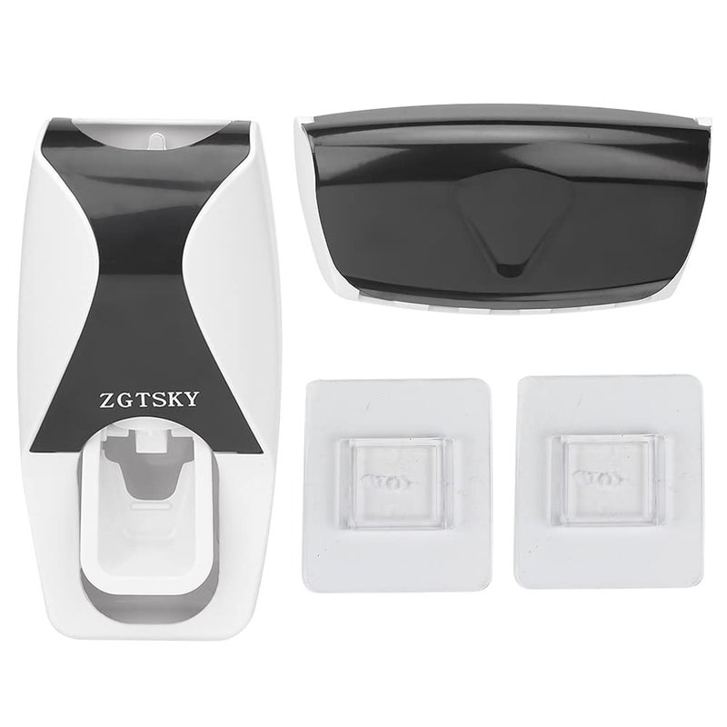 حامل معجون أسنان أوتوماتيكي مثبت على الحائط من مادة ABS باللون الأسود مقاس 15x8x6 سم منظف الحمام - Image 2