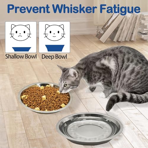 kathson 8 Pcs Stainless Steel Cat Food Bowls, Replacement Whisker Relief Cat Metal Dishes, Shallow Wide Cat&Dog Food and Water Bowl Suitable for Pet Feeding Stand, Dishwasher Safe (10.22 Inch Dia.) - Image 4