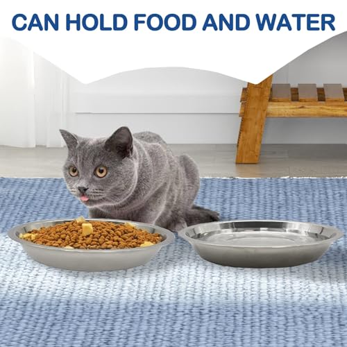 kathson 8 Pcs Stainless Steel Cat Food Bowls, Replacement Whisker Relief Cat Metal Dishes, Shallow Wide Cat&Dog Food and Water Bowl Suitable for Pet Feeding Stand, Dishwasher Safe (10.22 Inch Dia.) - Image 3