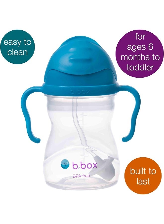 b.box Sippy Cup with Fliptop Straw, Drink from any Angle | Weighted Straw, Spill Proof, Leak Proof & Easy Grip | BPA Free, Dishwasher safe | For Babies 6m+ to Toddlers (Cobalt, 8 oz) - Image 3
