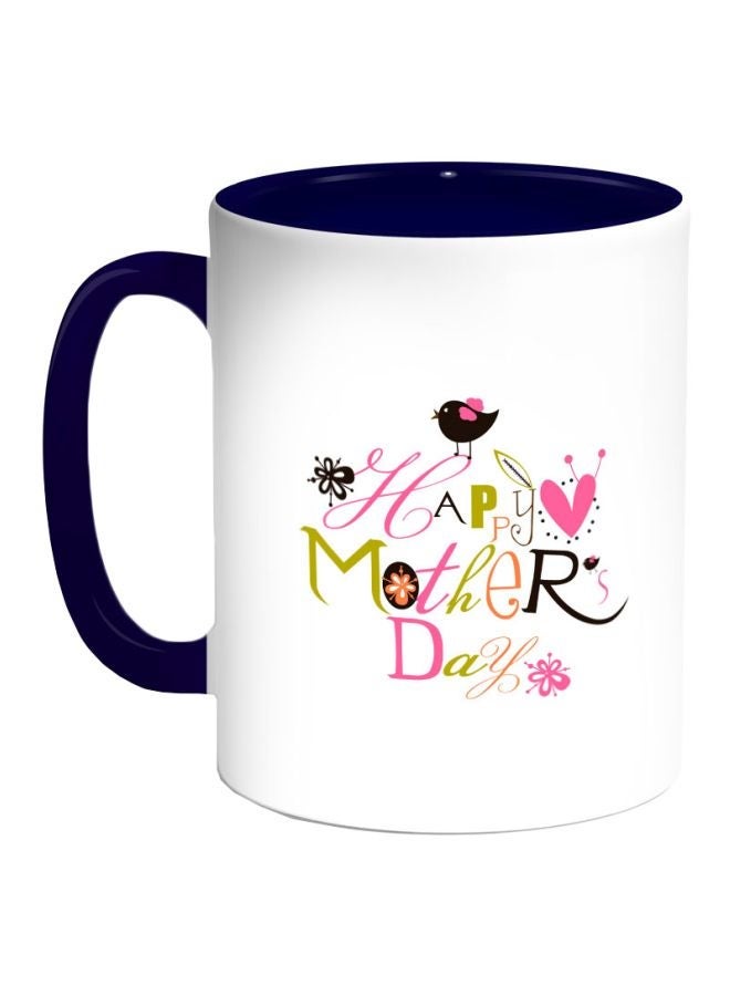 RYN Happy Mother's Day Printed Coffee Mug Dark Blue/White/Pink 325ml