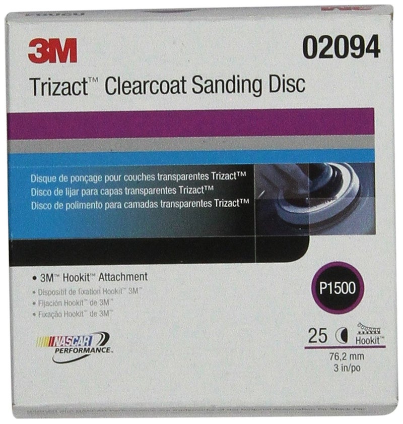 3M Trizact Hookit Clear Coat Sanding Abrasive Disc 471LA, 02094, 3 in, P1500, 25 discs per carton - Image 1